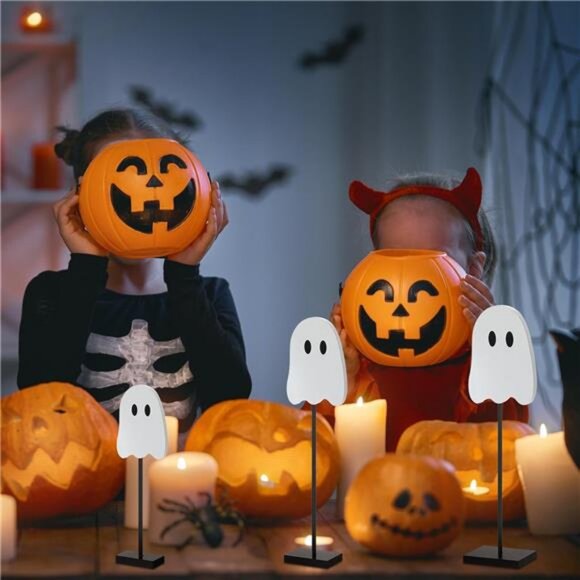 3 Pcs Halloween Ghost Table Decor Wood Tiered Tray Decorations - Picture 6 of 7